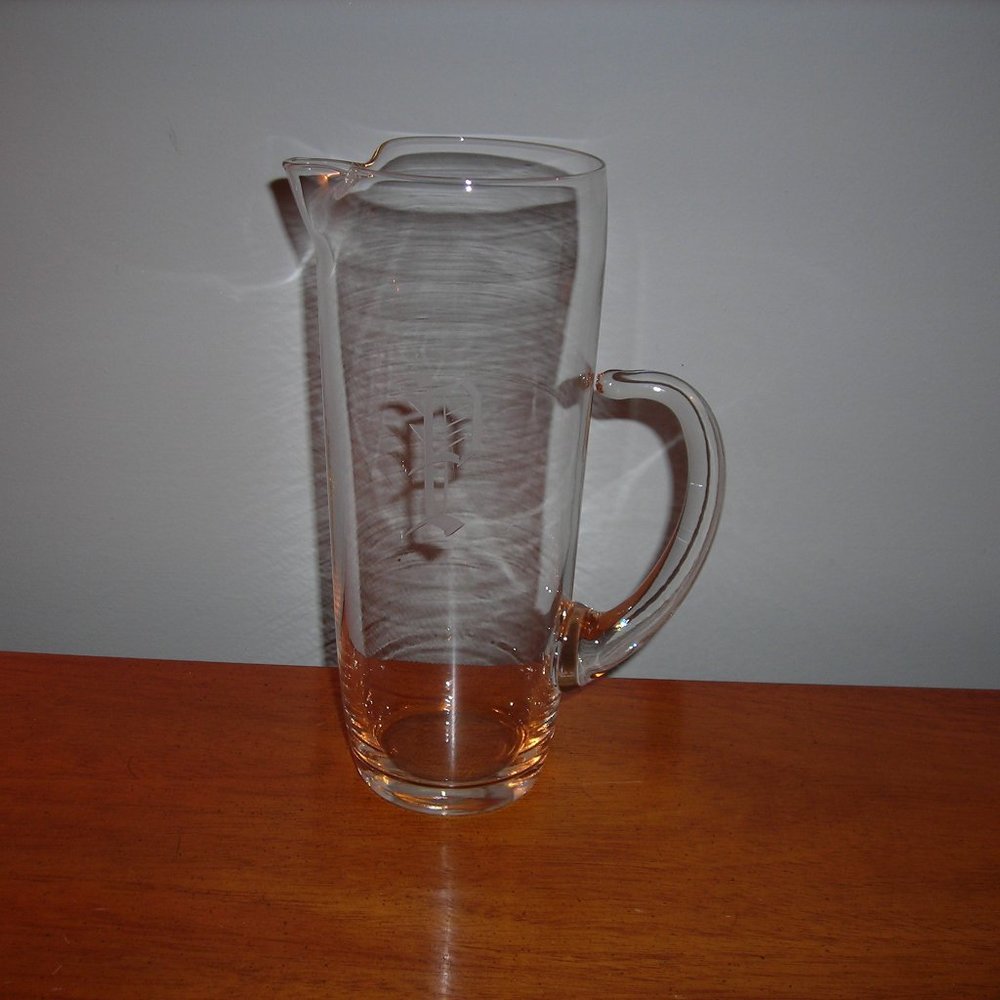 Beautiful MARTINI PITCHER with the initial "P" etched on front